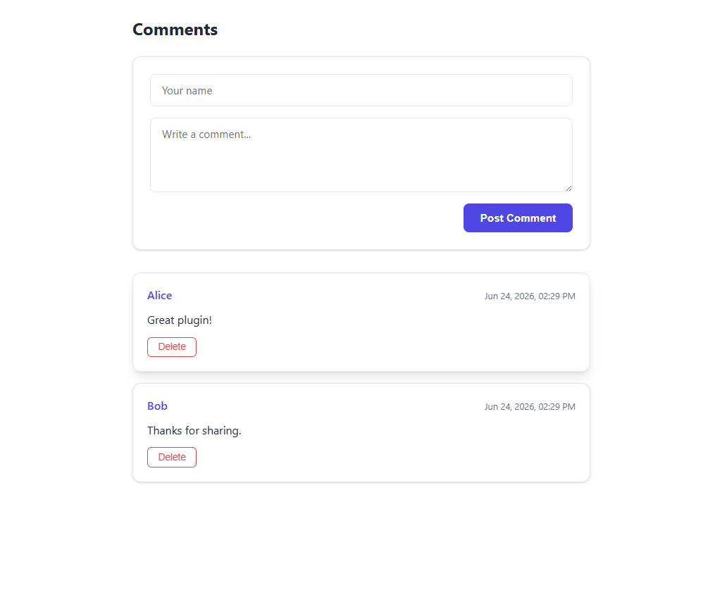 React Modern Comments Plugin. Backend-Agnostic