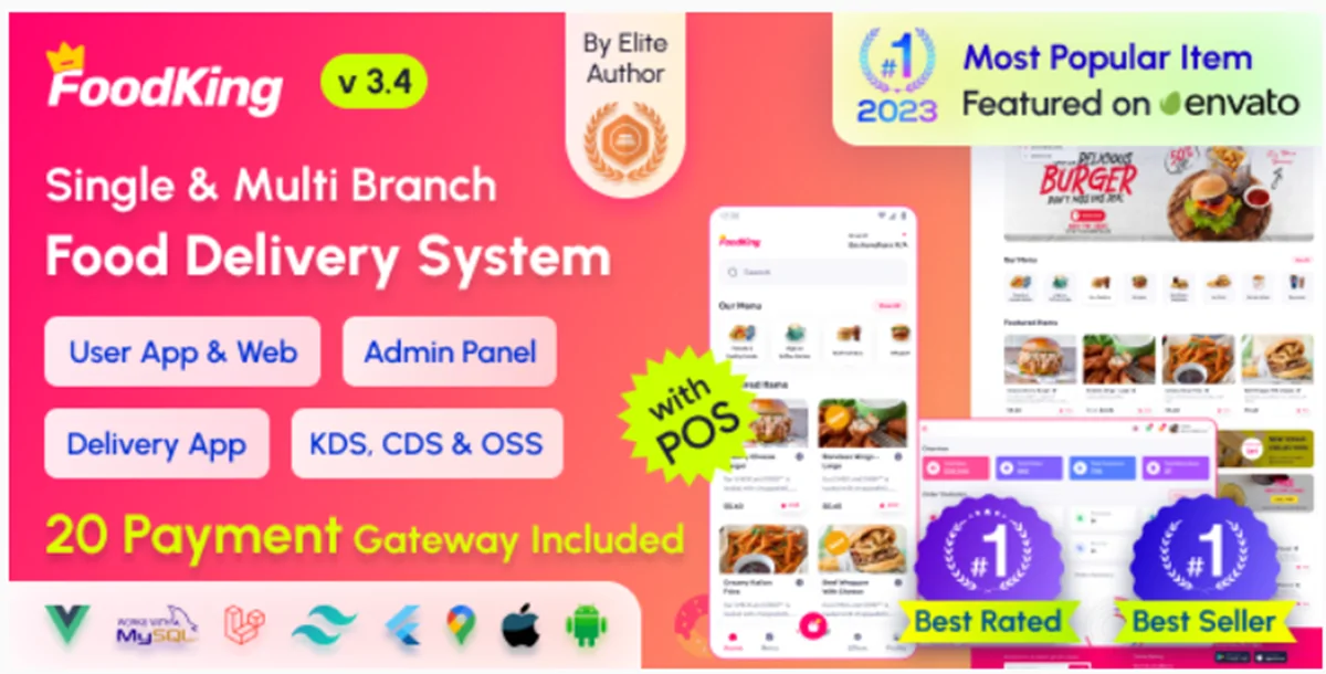 FoodKing v3.4 - Restaurant Food Delivery System with Admin Panel & Delivery Man App - Restaurant POS