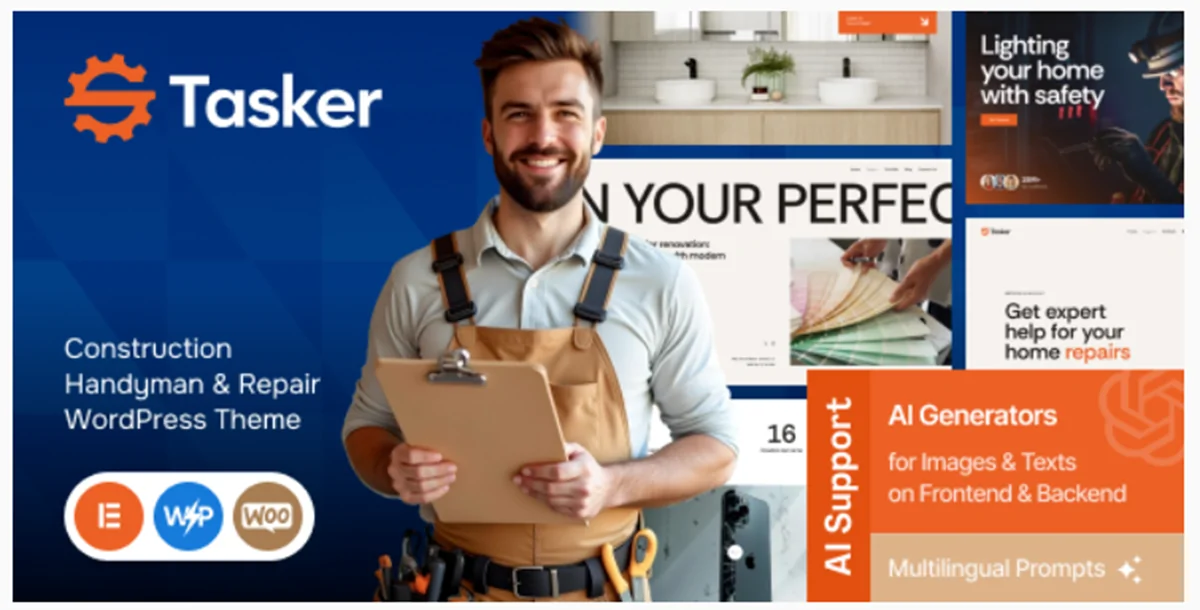 Tasker v1.0 - Construction Handyman & Repair WordPress Theme