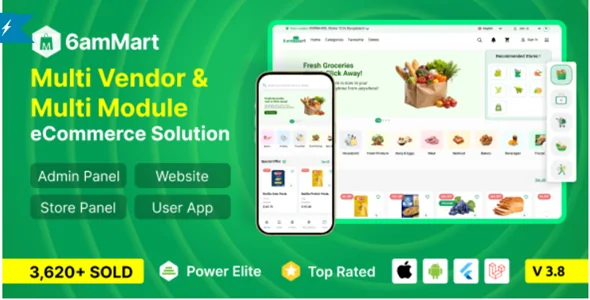6amMart v3.8 - Multivendor Food, Grocery, eCommerce, Parcel, Pharmacy delivery app with Admin & Webs
