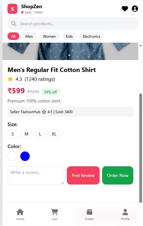 ShopZen – Complete E‑commerce PWA (Flask + SQLite)