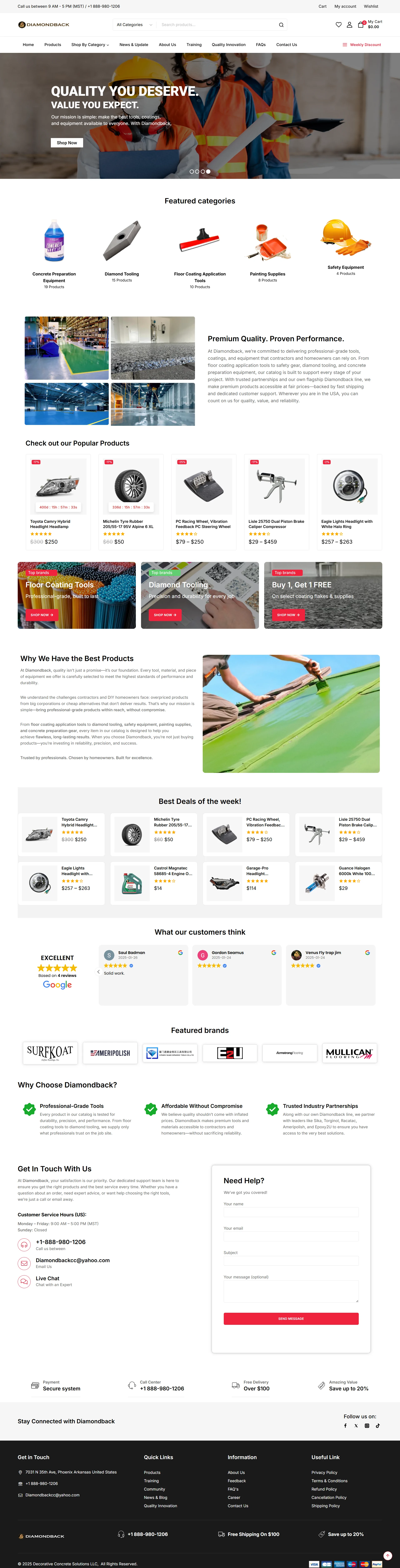 Flooring Equipment eCommerce WordPress Website | Elementor | Lightweight Wooti Theme