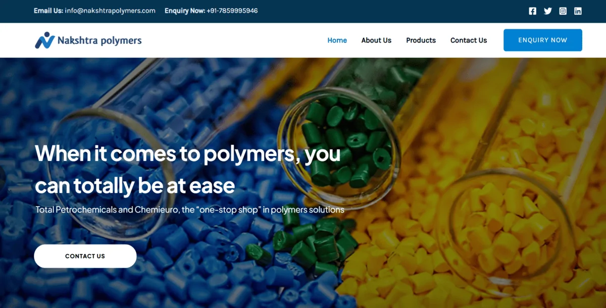 Polymer & Plastic Manufacturing WordPress Website Template | Elementor | Industrial & Factory Site
