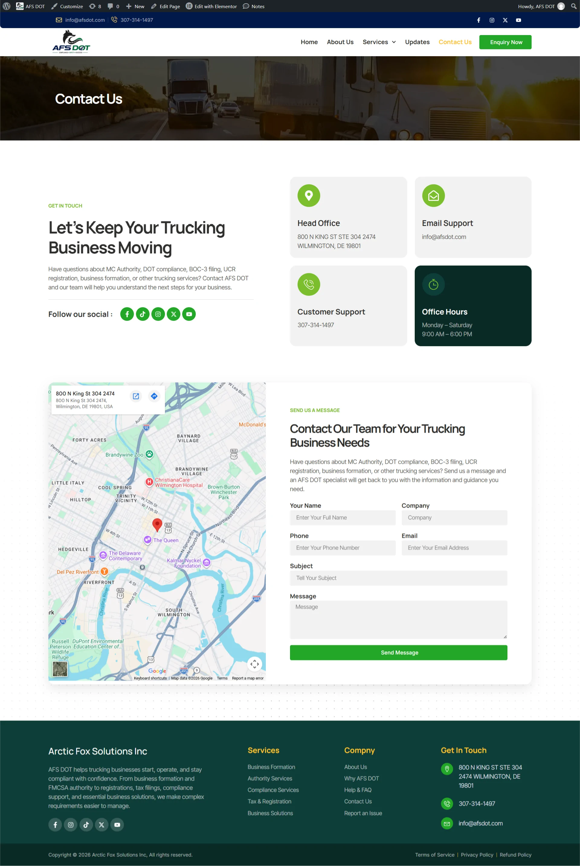 Trucking & Logistics WordPress Website Template | Elementor Pro | Transport & Freight Business