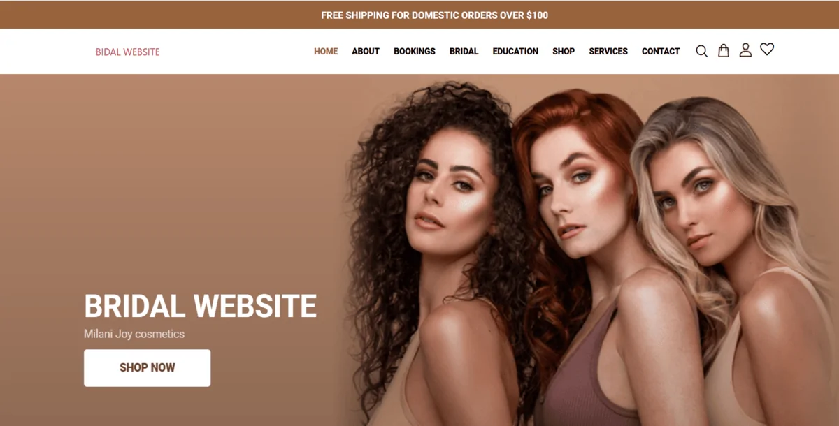Bridal Makeup Artist WordPress Full Ecommerce Ready Website | Elementor