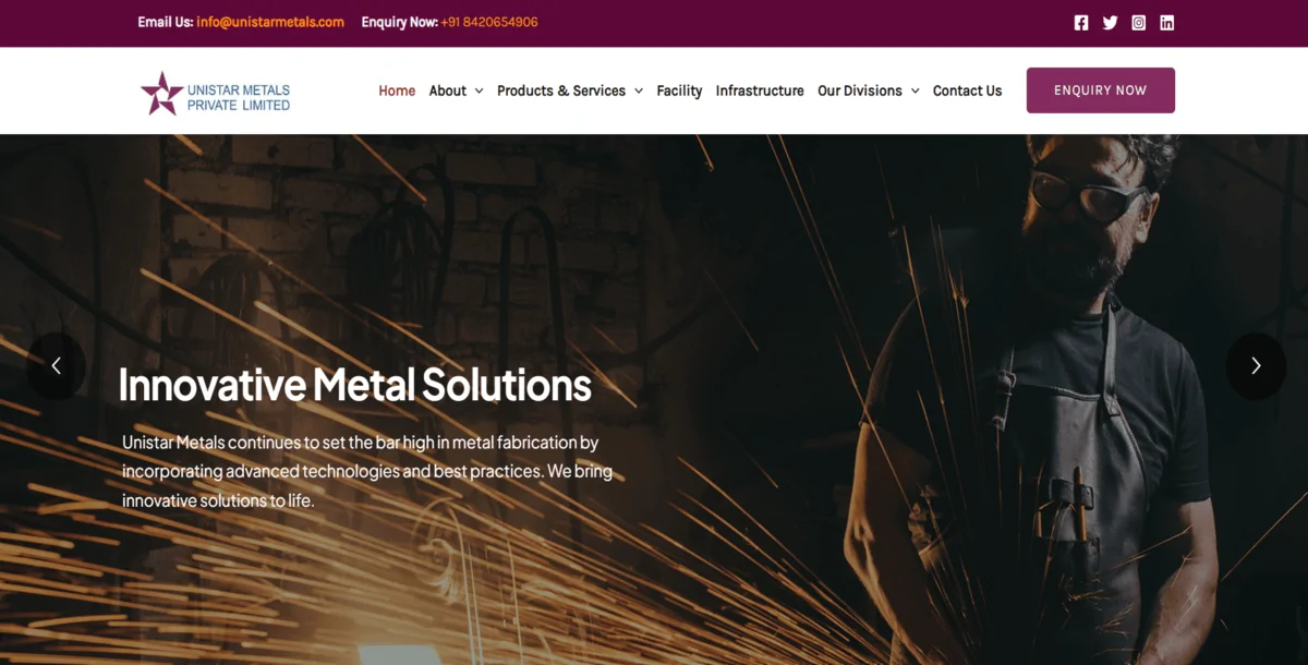 Metal Manufacturing Website made in WordPress