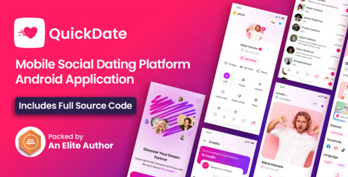 QuickDate Android v3.6 - Mobile Social Dating Platform Application