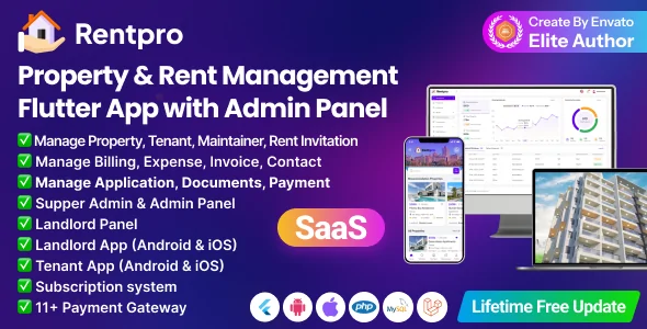 RentPro v1.0 - Best Property & Rent Management Software with Laravel Admin + Flutter Mobile App
